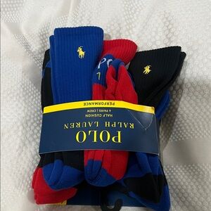 Polo by Ralph Lauren Men's Athletic Socks - Black, Blue, Red